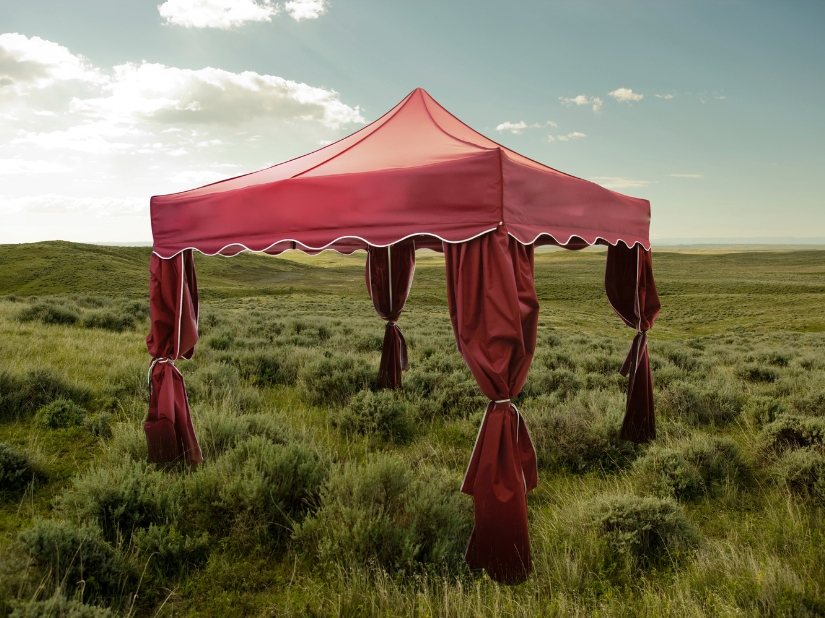 Tenda funebre 3x3 m con copertura impermeabile e volant stampato