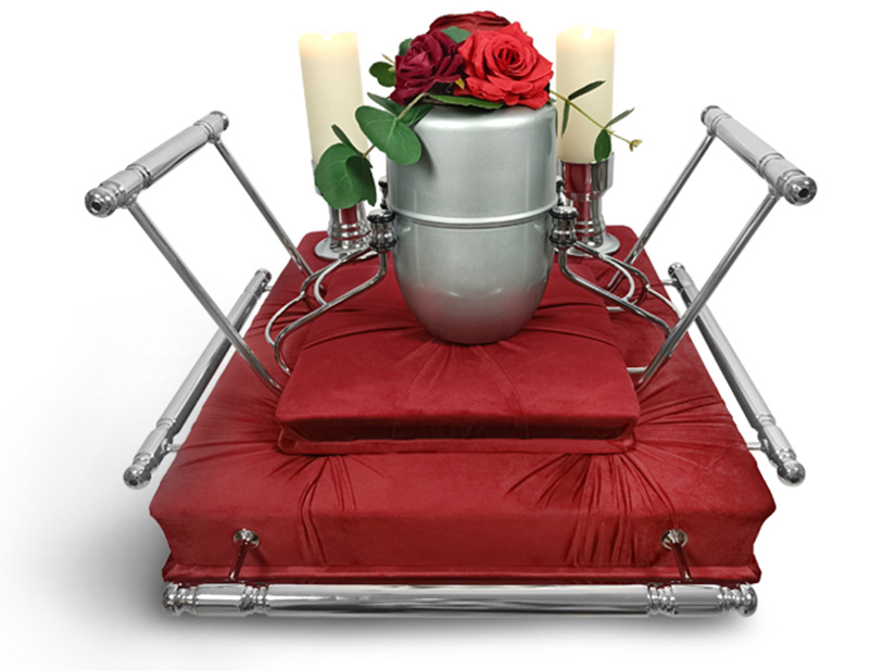 Set Funebre Elegante con Supporto per Urna e Base con Candele LED FLAMINA