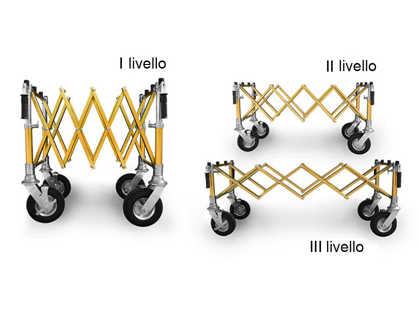 Dettaglio delle maniglie in acciaio del carrello funebre
