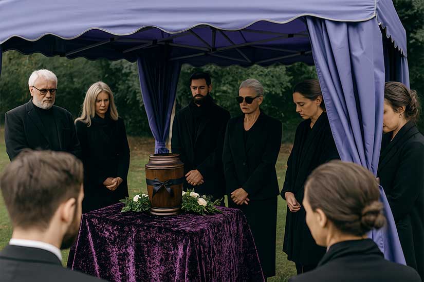 Gazebo funebre cerimonia commiato