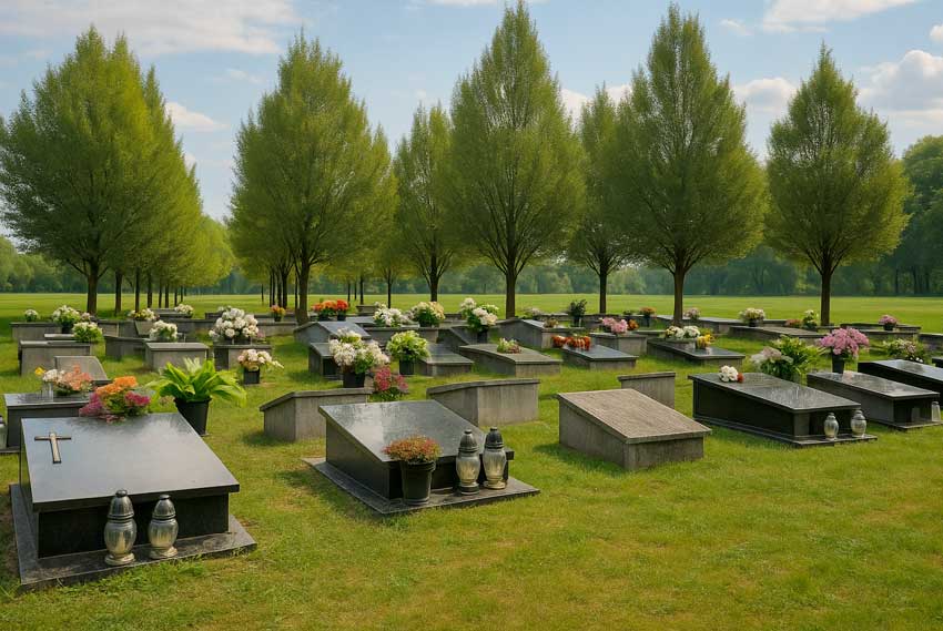 Cimitero polacco con tombe in stile americano